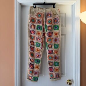 Free People Zuri Crochet Rolled-Cuffs Mom Jeans